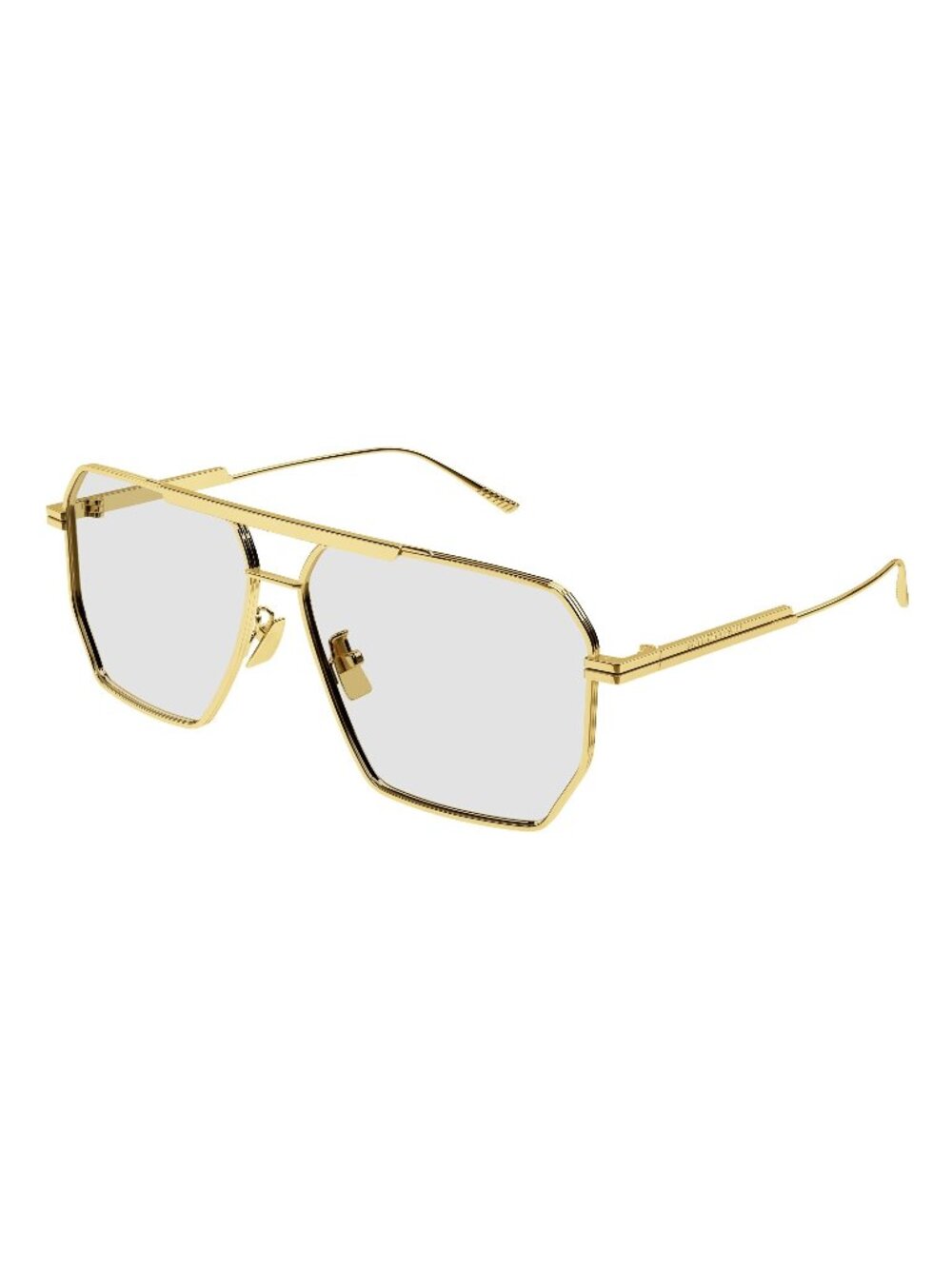 New Bottega Veneta Men's Sunglasses Gold Square Transparent Lens Metal Frame